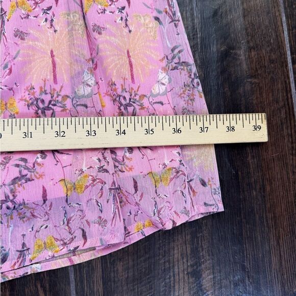 🌸 LAUREN CONRAD Conrad Pink Floral Smocked tea lenght  Midi Dress (XXL) - Picture 13 of 16